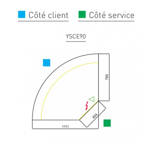 Plan meuble caisse en angle extérieur sans pose-sacs - YSCE90 Plan meuble caisse en angle extérieur sans pose-sacs - YSCE90