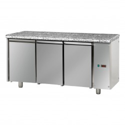 Table réfrigérée pâtissière - Sans groupe - Dessus granit - 3 portes - Eva - TPB30GEG
