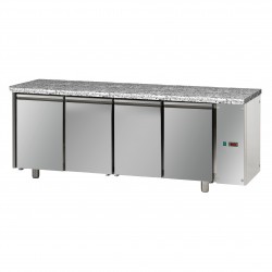 Table réfrigérée pâtissière - Sans groupe - Dessus granit - 4 portes - Eva - TPB40GEG